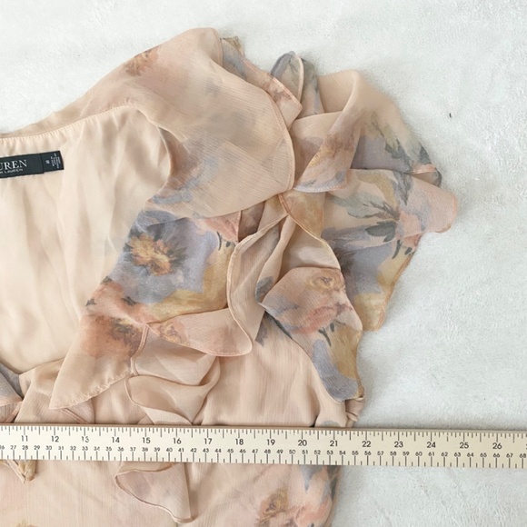 RARE Ralph Lauren LRL Floral Crinkled Georgette Gown Plus-size 18 - Picture 9 of 11